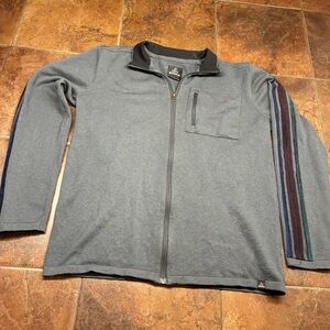 Prana Wool Blend Gray Zip Up Sweater with Multicolor Stripes